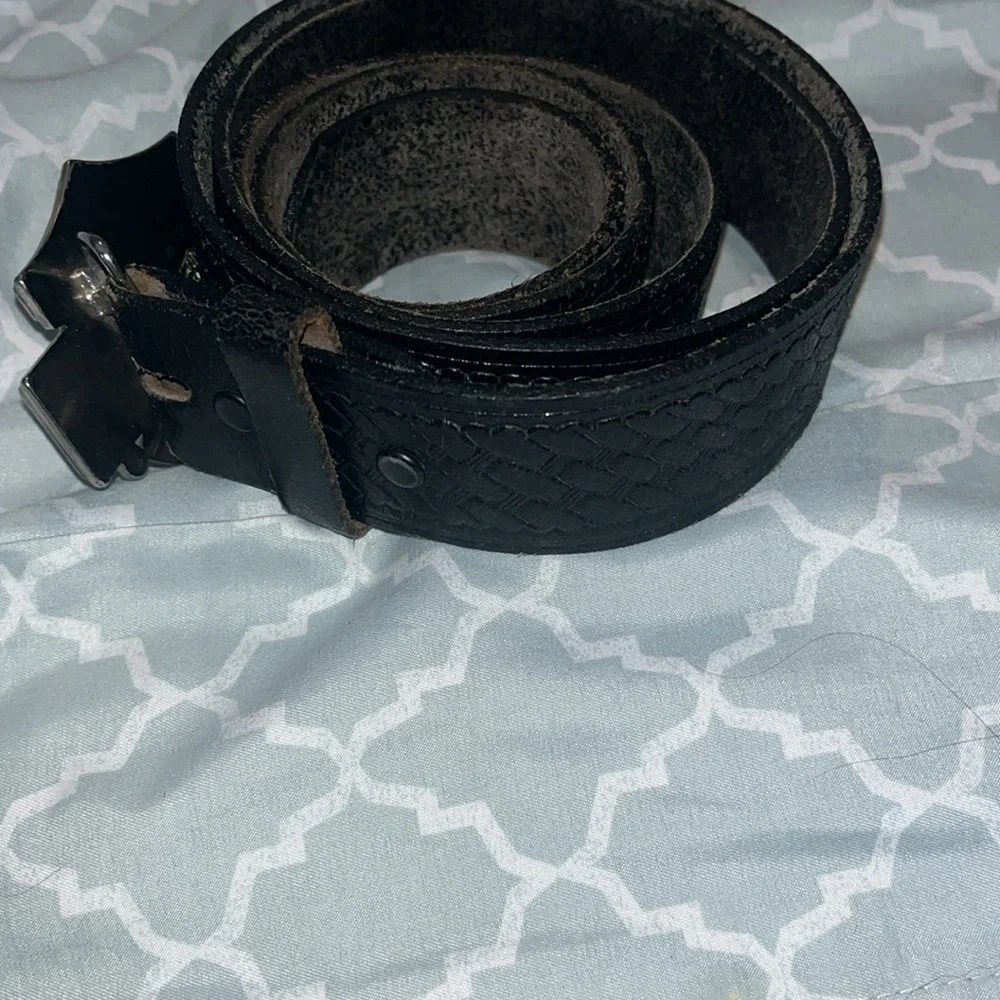 Harley Davidson Size 46 Leather Belt w Chrome Bar Shield Buckle 2005